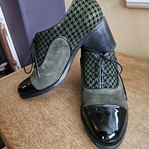 Office Of Angela Scott Green and Black Midheel Loafers